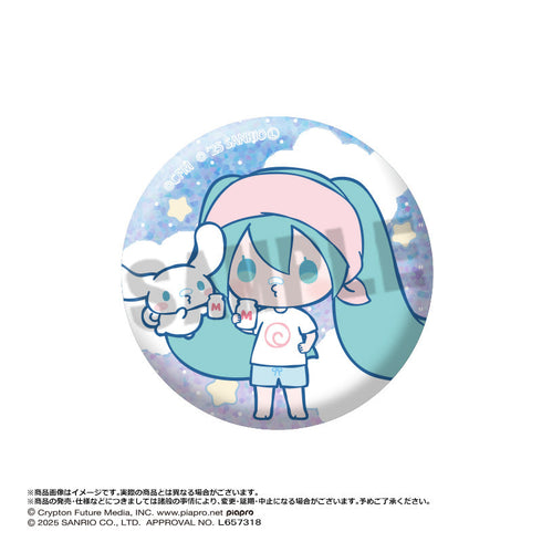 『初音ミク×シナモロール』トレーディンググリッター缶バッジ【BOX】